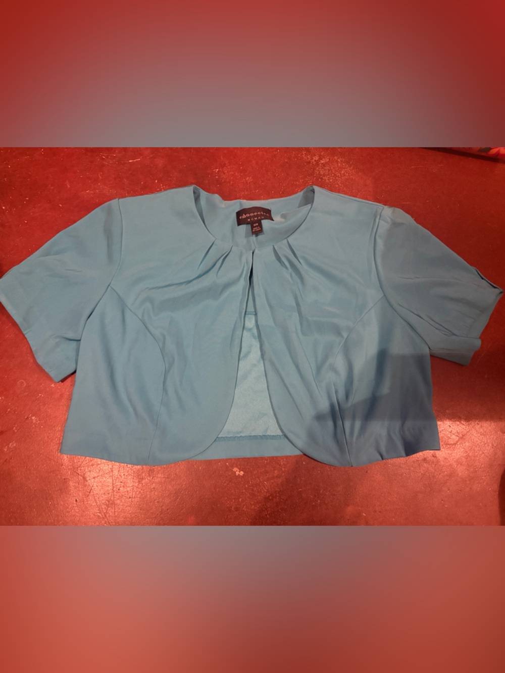 Sky Blue Short Sleeve Open Front Cropped Jacket